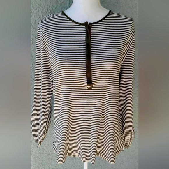 Lauren Ralph Lauren Brown Striped Women's Top - Picture 2 of 11